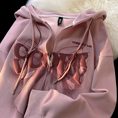 Μοναδική εκτύπωση γραμμάτων Y2k Zip Up Hoodie Φθινόπωρο Χειμώνας Νέο 2023 Γυναικείες κουκούλες Κορεατικής μόδας Street Γυναικείο φερμουάρ για φούτερ