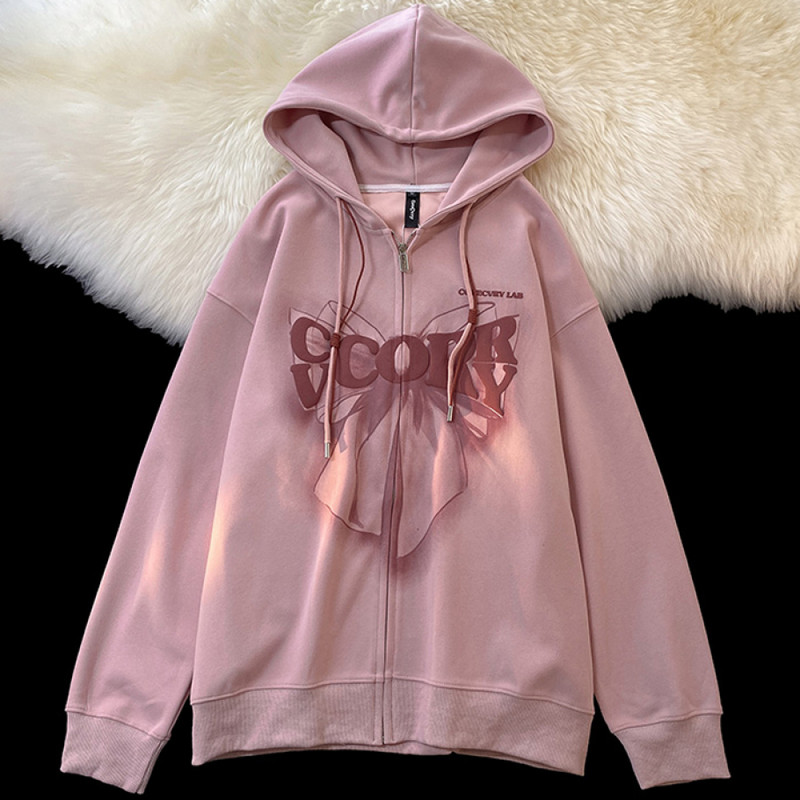 Μοναδική εκτύπωση γραμμάτων Y2k Zip Up Hoodie Φθινόπωρο Χειμώνας Νέο 2023 Γυναικείες κουκούλες Κορεατικής μόδας Street Γυναικείο φερμουάρ για φούτερ