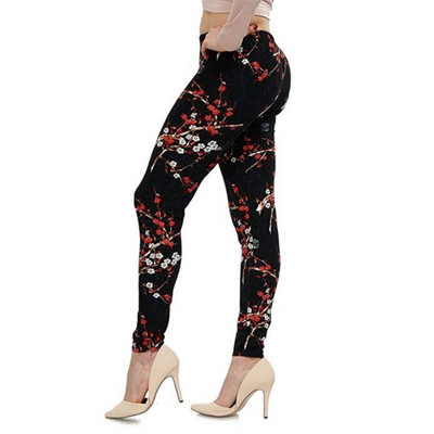 Нов щампован клин с цветя Leggins Push Up Legins Guitar Plaid Thin Nine Gym Pants Модни дамски дрехи Подходящи панталони