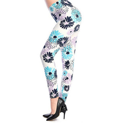 Нов щампован клин с цветя Leggins Push Up Legins Guitar Plaid Thin Nine Gym Pants Модни дамски дрехи Подходящи панталони
