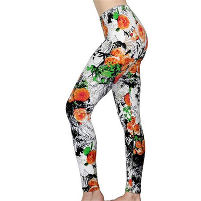 Нов щампован клин с цветя Leggins Push Up Legins Guitar Plaid Thin Nine Gym Pants Модни дамски дрехи Подходящи панталони