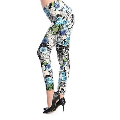 Нов щампован клин с цветя Leggins Push Up Legins Guitar Plaid Thin Nine Gym Pants Модни дамски дрехи Подходящи панталони
