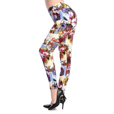 Нов щампован клин с цветя Leggins Push Up Legins Guitar Plaid Thin Nine Gym Pants Модни дамски дрехи Подходящи панталони