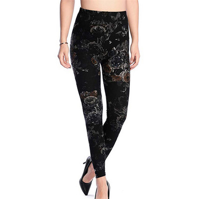Нов щампован клин с цветя Leggins Push Up Legins Guitar Plaid Thin Nine Gym Pants Модни дамски дрехи Подходящи панталони