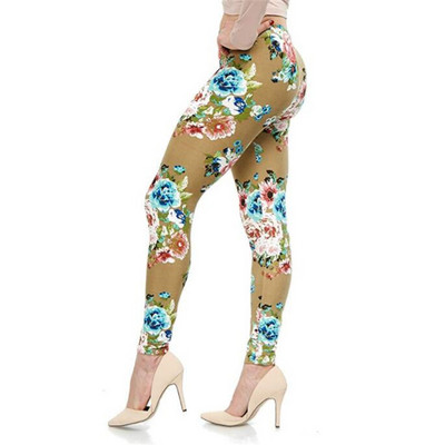 Нов щампован клин с цветя Leggins Push Up Legins Guitar Plaid Thin Nine Gym Pants Модни дамски дрехи Подходящи панталони
