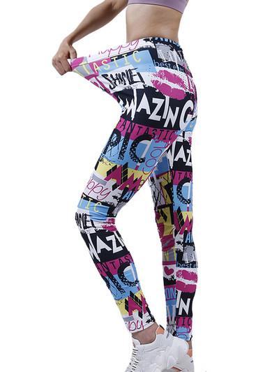 YSDNCHI Κολάν γυμναστικής Stretch High Waist Sports Running Αθλητικά ρούχα Γυναικεία εκτύπωση Παντελόνι γυμναστικής Σέξι παντελόνι