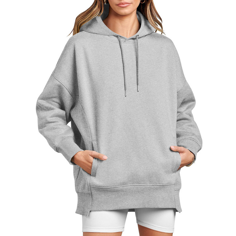 Hanorace supradimensionate pentru damă, fleece, casual, cu umăr căzut, hanorace atletice 2023, topuri de toamnă, buzunare largi, pulover cu cusături Harajuku