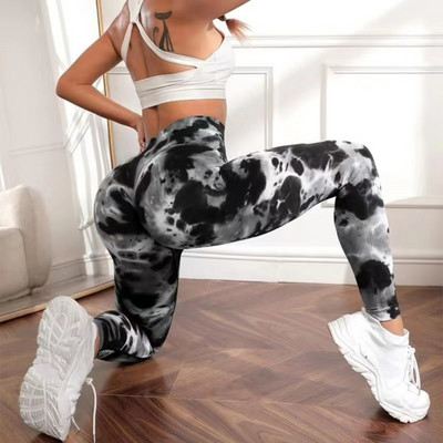 Γραβάτα Dye Leggings Workout Σέξι μαύρο ροζ ουράνιο τόξο ψηλόμεσο παντελόνι γιόγκα Scrunch Butt Lifting Ελαστικό καλσόν Παντελόνι γυμναστικής