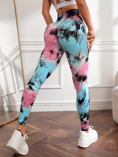Γραβάτα Dye Leggings Workout Σέξι μαύρο ροζ ουράνιο τόξο ψηλόμεσο παντελόνι γιόγκα Scrunch Butt Lifting Ελαστικό καλσόν Παντελόνι γυμναστικής