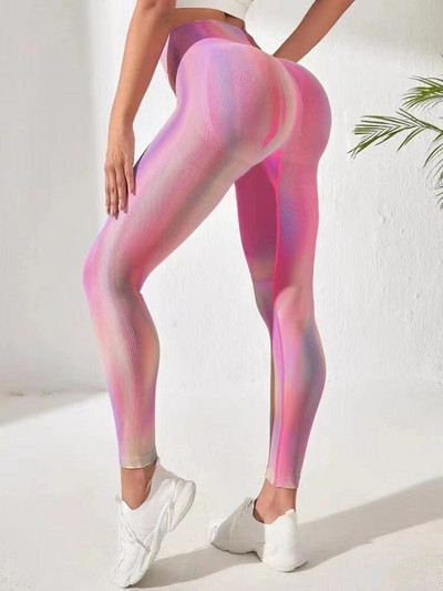 Γραβάτα Dye Leggings Workout Σέξι μαύρο ροζ ουράνιο τόξο ψηλόμεσο παντελόνι γιόγκα Scrunch Butt Lifting Ελαστικό καλσόν Παντελόνι γυμναστικής
