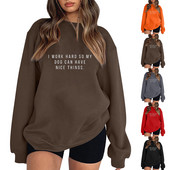 Moteriška sportinė apranga ilgomis rankovėmis apvaliu kaklu, laisvalaikio palaidi megztiniai, vilnoniai spausdinti rankšluosčiai, megztiniai, laisva treniruočių striukė, moteriška