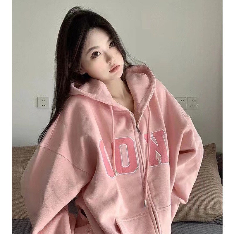 2023 Άνοιξη Φθινόπωρο Ευρώπη Αμερική Εκλεκτής ποιότητας γράμματα με φερμουάρ με κουκούλα Y2k φερμουάρ Γυναικεία λεπτή, χαλαρή, casual φούτερ με κουκούλα