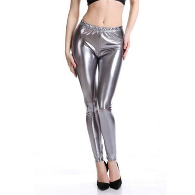 Νέο Deigned ML7555 Skinny in Super Stretch Vinyl Silver δερμάτινο κολάν για γυναίκες