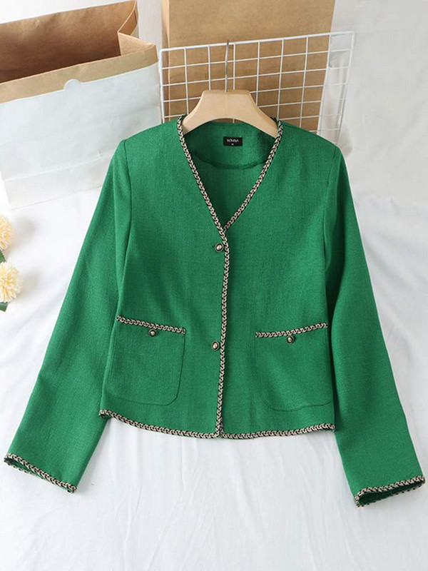 VONDA Γυναικεία μόδα Casual μακρυμάνικο σακάκι 2023 Fashion Short Blazer Κομψό παλτό Lady V λαιμόκοψη Πανωφόρι υπερμεγέθη