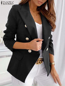 ZANZEA Casual Elegant Formal Blazer Solid Jackets 2023 Μόδα Γυναικεία Μακρυμάνικα Παλτό Φθινοπωρινά ρούχα με διπλό στήθος με κουμπιά