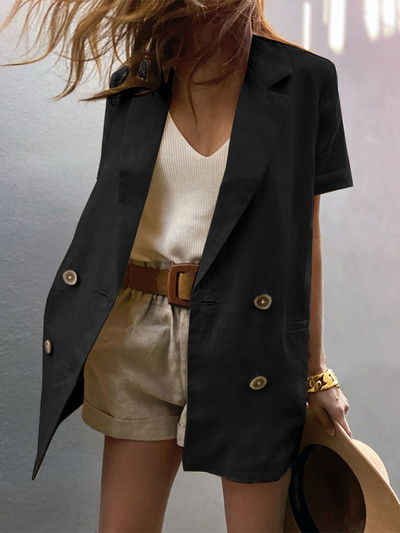 ZANZEA Ljetne jakne kratkih rukava 2023. Ženska odijela na radnom mjestu Ležerna svečana odijela Kaputi s urezanim ovratnikom Uredski ženski sako