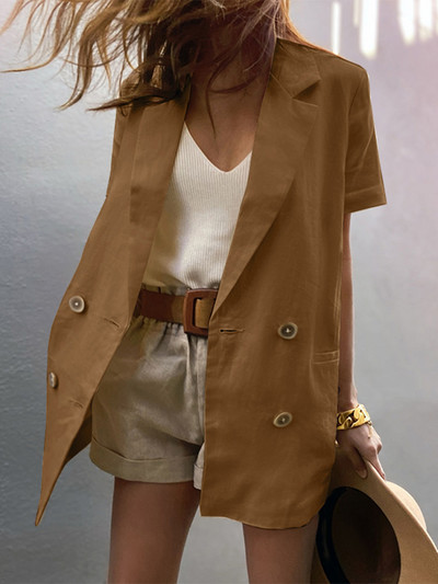 ZANZEA Ljetne jakne kratkih rukava 2023. Ženska odijela na radnom mjestu Ležerna svečana odijela Kaputi s urezanim ovratnikom Uredski ženski sako