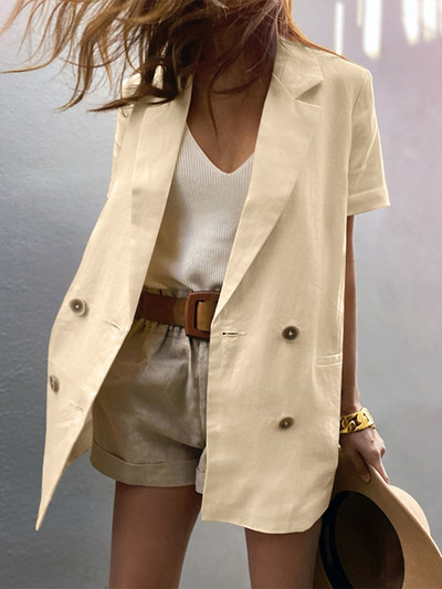 ZANZEA Ljetne jakne kratkih rukava 2023. Ženska odijela na radnom mjestu Ležerna svečana odijela Kaputi s urezanim ovratnikom Uredski ženski sako