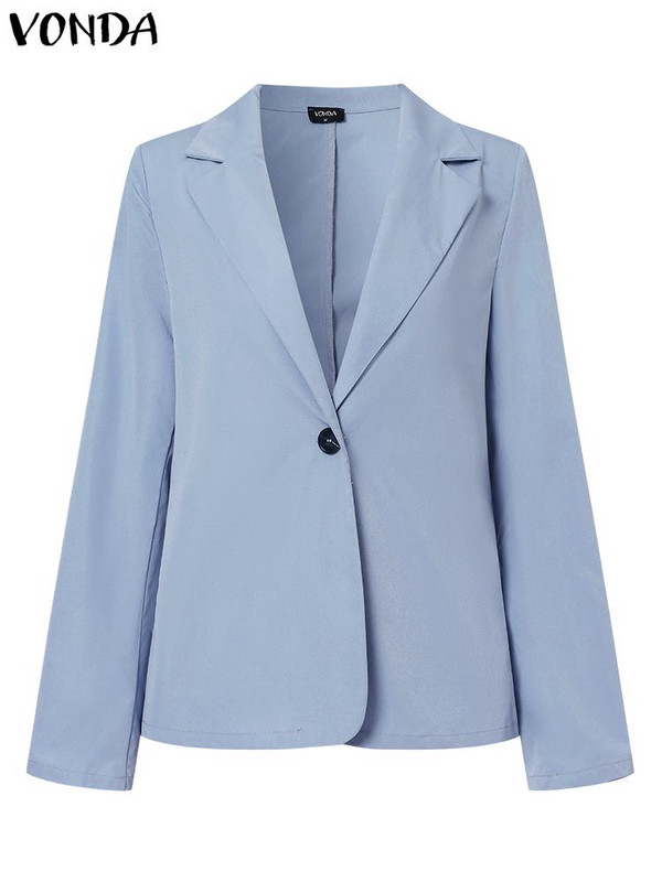 Κομψό γυναικείο κομψό σακάκι 2023 VONDA Σέξι κοντομάνικο μονόχρωμο λεπτό παλτό Casual με χαλαρά κουμπιά Ζακέτες Streetwear