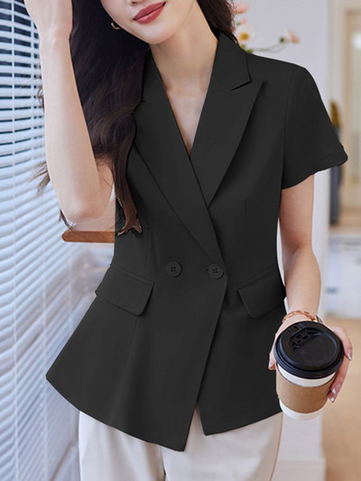 ZANZEA Casual γυναικείο κοστούμι Σακάκια γραφείου Επίσημα Κομψά σακάκια με μέση με γιακά κοντομάνικα κοστούμια καλοκαίρι 2023