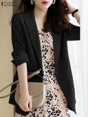ZANZEA Fashion Office Lady Blazer Επίσημες φόρμες με γιακά 2023 Φθινοπωρινές μακρυμάνικοι τσέπες Commute Blazer Κορεατικά πανωφόρια