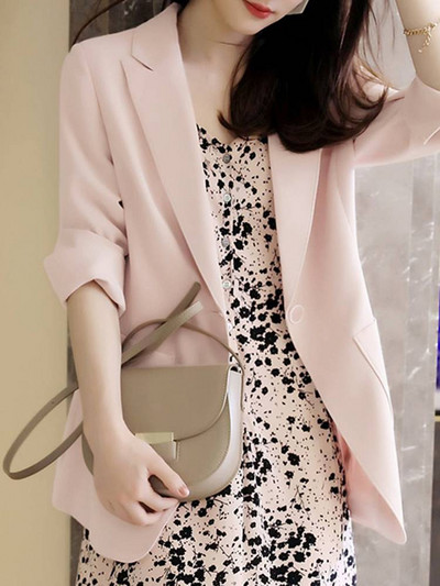 ZANZEA Fashion Office Lady Blazer Επίσημες φόρμες με γιακά 2023 Φθινοπωρινές μακρυμάνικοι τσέπες Commute Blazer Κορεατικά πανωφόρια