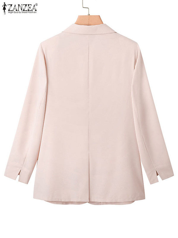 ZANZEA Fashion Office Lady Blazer Επίσημες φόρμες με γιακά 2023 Φθινοπωρινές μακρυμάνικοι τσέπες Commute Blazer Κορεατικά πανωφόρια