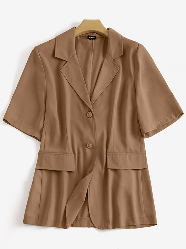 Η μόδα ξεπερνά τα γυναικεία σακάκια 2023 VONDA Femininas Casual Παλτό Vintage με κοντό μανίκι με λαιμόκοψη με κουμπιά μεγάλο φαρδύ