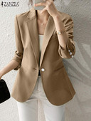 Κομψά γυναικεία μακρυμάνικα κοστούμια εργασίας με πέτο Λαιμόκοψη Κομψά γυναικεία φθινοπωρινά σακάκια ZANZEA Casual λεπτά πανωφόρια Solid OL παλτό Streetwear