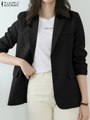 2023 ZANZEA Žensko odijelo s dugim rukavima i dugim rukavima ZANZEA, OL Blazer Jednobojno odijelo Ženske modne vintage tanke jakne Jesenske radne uredske bluze