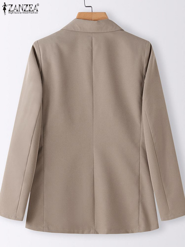 2023 ZANZEA Žensko odijelo s dugim rukavima i dugim rukavima ZANZEA, OL Blazer Jednobojno odijelo Ženske modne vintage tanke jakne Jesenske radne uredske bluze