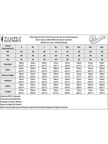 ZANZEA 2023 Φθινοπωρινή μόδα Γυναικεία κοστούμι γιακά με πέτο Vintage ασύμμετρο αστικό παλτό Commute Outwear Office Lady 3/4 Sleeve Blazer