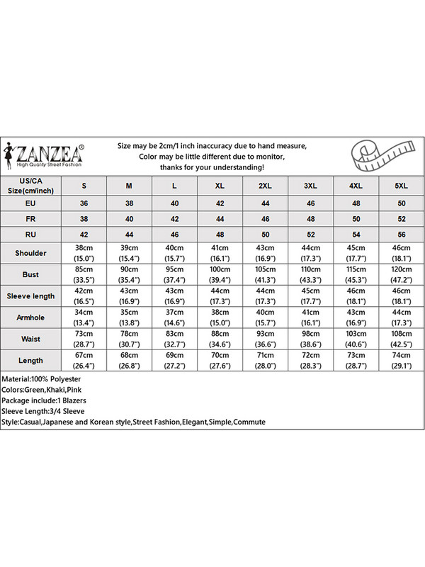 ZANZEA 2023 Φθινοπωρινή μόδα Γυναικεία κοστούμι γιακά με πέτο Vintage ασύμμετρο αστικό παλτό Commute Outwear Office Lady 3/4 Sleeve Blazer