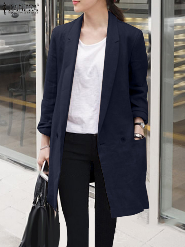 Mood naised vabaaja täis puuvillasest linasest revääriga jakid pikkade varrukatega bleiser ZANZEA 2023 kevad-sügis lahtised ülerõivad