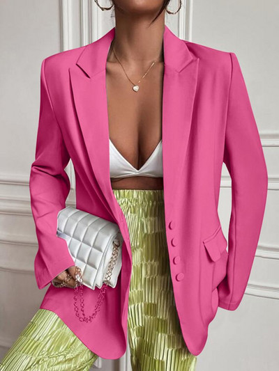 ZANZEA Γυναικεία vintage μακρυμάνικα μπουφάν Fashion Office Lady Blazer Φθινόπωρο 2023 Κουμπιά Σατέν Εξωτερικά Ενδύματα Casual Loose παλτό με πέτο