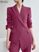 ZANZEA Jesen 2023. Ženski uredski sako sa kolekcijom do struka Modni kaputi s nepravilnim rubom Ležerne široke, elegantne OL jakne dugih rukava