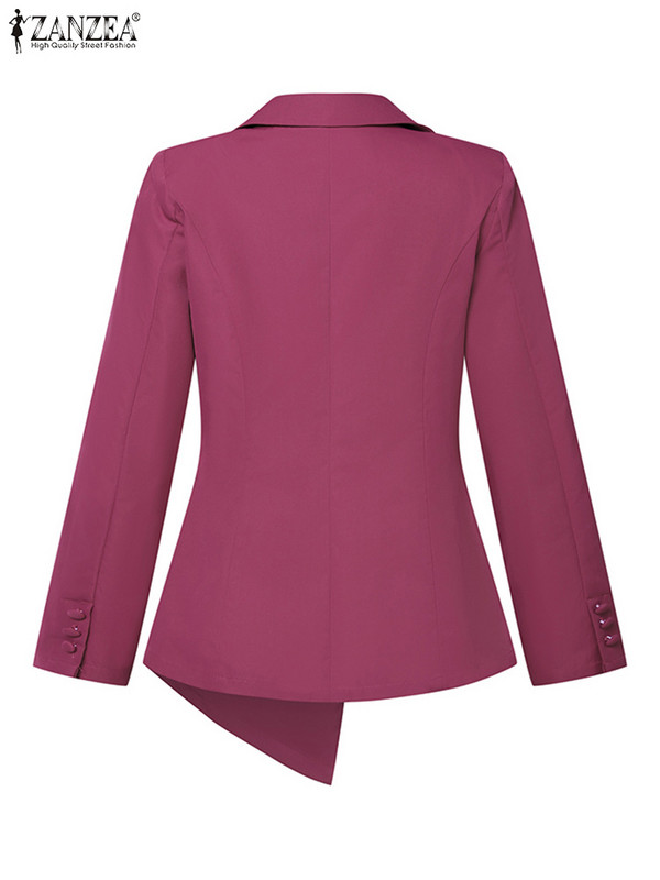 ZANZEA Jesen 2023. Ženski uredski sako sa kolekcijom do struka Modni kaputi s nepravilnim rubom Ležerne široke, elegantne OL jakne dugih rukava