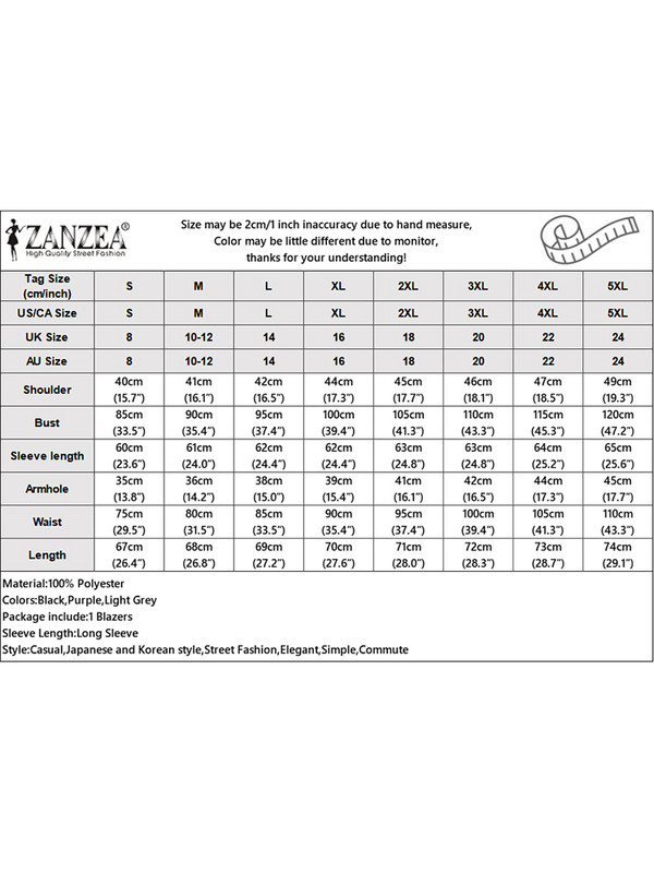ZANZEA Jesen 2023. Ženski uredski sako sa kolekcijom do struka Modni kaputi s nepravilnim rubom Ležerne široke, elegantne OL jakne dugih rukava
