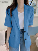 ZANZEA korejski modni sakoi kratkih rukava OL odijela za slobodno vrijeme Sako sa dugmadima s urezanim ovratnikom Ženska formalna ležerna odijela Kaputi