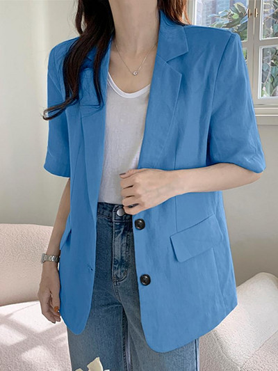 ZANZEA korejski modni sakoi kratkih rukava OL odijela za slobodno vrijeme Sako sa dugmadima s urezanim ovratnikom Ženska formalna ležerna odijela Kaputi