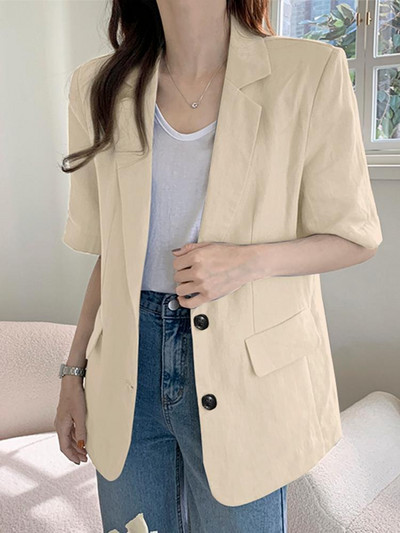ZANZEA korejski modni sakoi kratkih rukava OL odijela za slobodno vrijeme Sako sa dugmadima s urezanim ovratnikom Ženska formalna ležerna odijela Kaputi