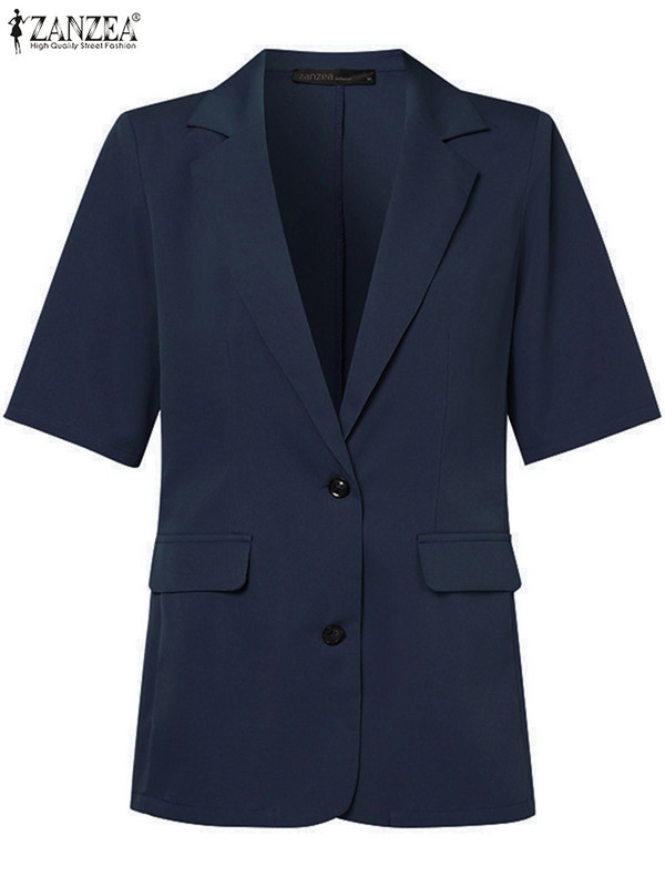 ZANZEA korejski modni sakoi kratkih rukava OL odijela za slobodno vrijeme Sako sa dugmadima s urezanim ovratnikom Ženska formalna ležerna odijela Kaputi