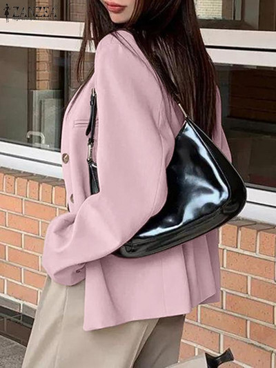 ZANZEA 2023 Φθινοπωρινή μόδα σέξι V λαιμόκοψη casual μονόχρωμα παλτό Κομψά γυναικεία Blazer OL στυλ Μακρυμάνικο Γυναικείο παλτό Streetwear