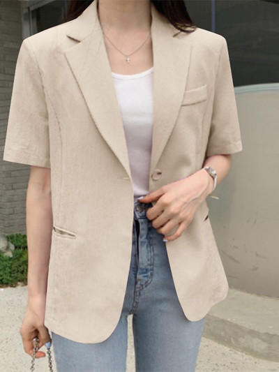 ZANZEA Elegant Pockets Blazer Coats 2023 Fashion Γυναικεία Γυναικεία Κοστούμια Γυναικεία κοστούμια με κοντό μανίκι γιακά με εγκοπή