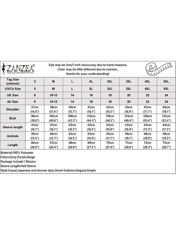 Μόδα ZANZEA Καλοκαίρι 2023 Casual Παλτό με μασίφ μανίκια Γυναικεία σακάκια Κομψό επίσημο μπλέιζερ με διπλό κουμπιά