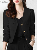 Κομψό φθινοπωρινό γραφείο ZANZEA Γυναικείο 2023 Lady V λαιμόκοψη μακρυμάνικο σακάκι μόδας μονόχρωμο μπουφάν για πάρτι Λεπτά κοστούμια πανωφόρια παλτό