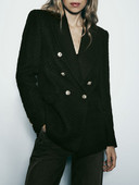 Γυναικεία Παλτό Γαλλικής υφής Γυναικείο γιακά με οδοντωτή μακρυμάνικη διπλό στήθος με πτερύγια μπουφάν τσέπης Γυναικείο casual vintage παλτό