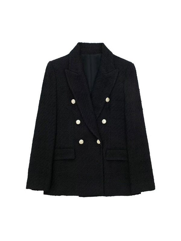 Γυναικεία Παλτό Γαλλικής υφής Γυναικείο γιακά με οδοντωτή μακρυμάνικη διπλό στήθος με πτερύγια μπουφάν τσέπης Γυναικείο casual vintage παλτό