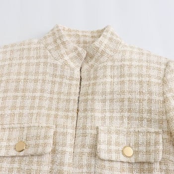 Γυναικείο τζάκετ Φθινοπωρινό Vintage Tweed Blazers Παλτό Μόδα μακρυμάνικο νέο σε πανωφόρι κοστούμι Γυναικείο νέο σε εξωτερικά ρούχα Ρούχα