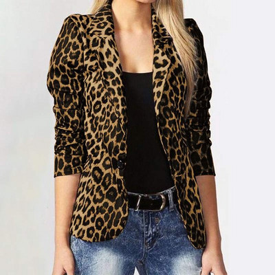 2022. aasta uus kevadine sügisene Leopard bleiserid Naiste riided Elegantne moodne kontorijakk Ülikond Vintage Print lühike bleiser jakk
